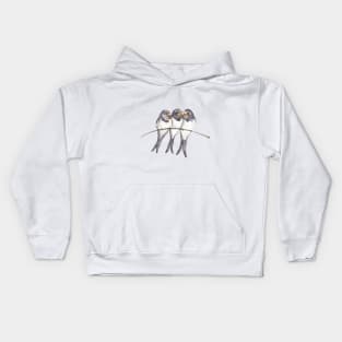 Three young swallows Kids Hoodie